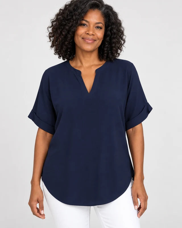 Véronique | Relaxed V-Notch Blouse (Restocked)